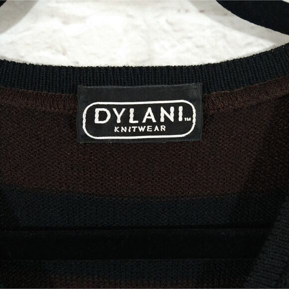 A Vintage Dylani Knitwear Zebra Leopard Print Brown Striped Full Zip Sweater L - Picture 2 of 10